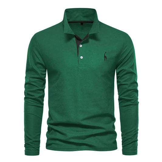 Polo met lange mouwen en V-neck