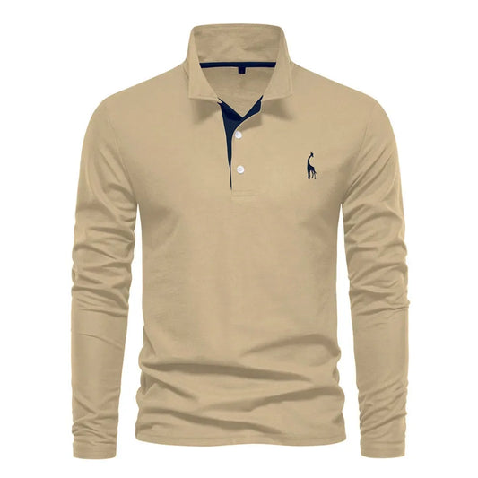 Polo met lange mouwen en V-neck