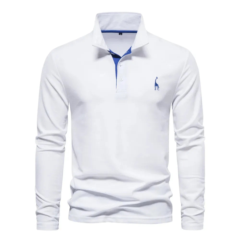 Polo met lange mouwen en V-neck