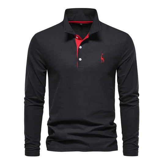 Polo met lange mouwen en V-neck