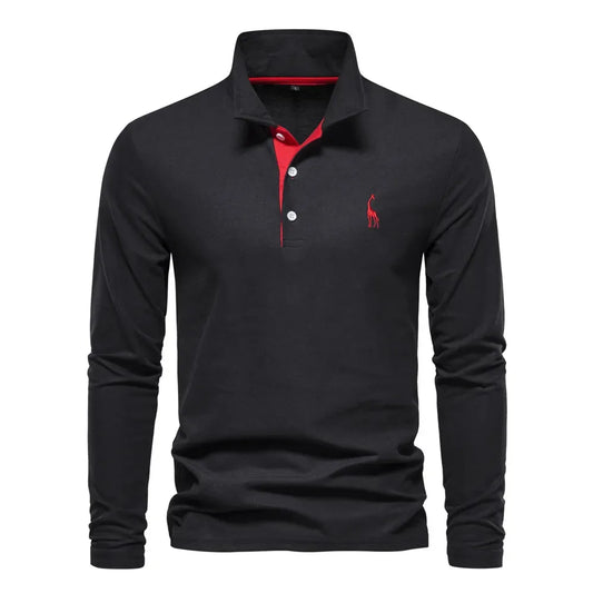 Polo met lange mouwen en V-neck