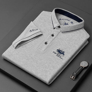 James | Trendy heren polo in Dutch in de kleur Grijs voor heren in Smart-casual stijl geschikt voor alle seizoenen.