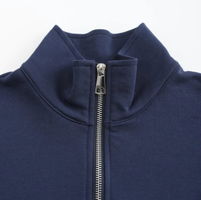 Jan | Katoenen vest met rits in de kleur Blauw voor heren in Smart-casual stijl geschikt voor alle seizoenen.