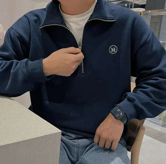 Jan | Katoenen vest met rits in de kleur Blauw voor heren in Smart-casual stijl geschikt voor alle seizoenen.