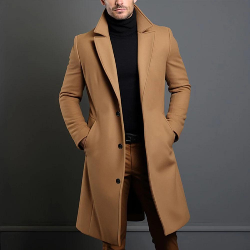 Jasper | Wollen herenjas van hoge kwaliteit in de kleur Khaki voor heren in Heritage stijl ideaal voor de winter