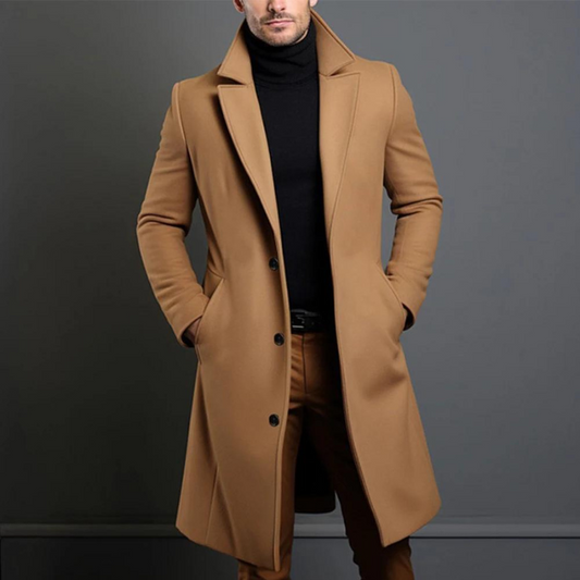 Jasper | Wollen herenjas van hoge kwaliteit in de kleur Khaki voor heren in Heritage stijl ideaal voor de winter