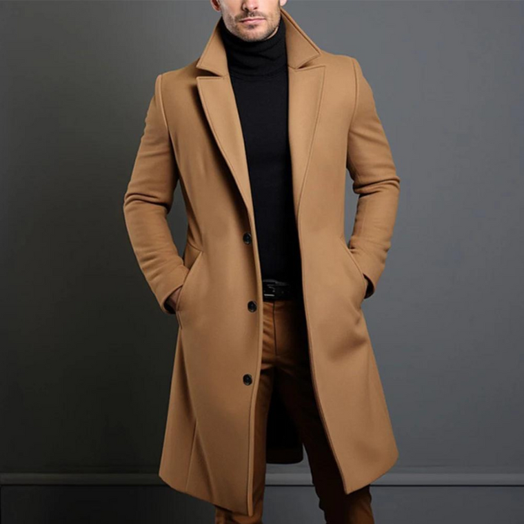 Jasper | Wollen herenjas van hoge kwaliteit in de kleur Khaki voor heren in Heritage stijl ideaal voor de winter