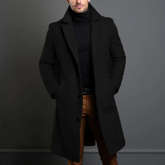 Jasper | Wollen herenjas van hoge kwaliteit in de kleur Zwart voor heren in Heritage stijl ideaal voor de winter