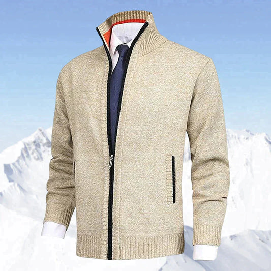 John | Elegant heren vest met rits, kraag en zakken in de kleur Beige voor heren in stijl ideaal voor de herfst.
