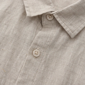 John | Linnen overhemd (korte mouw) in de kleur Beige voor in stijl ideaal voor de zomer.