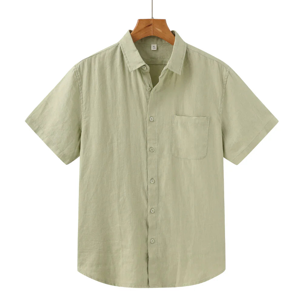 John | Linnen overhemd (korte mouw) in de kleur Mintgroen voor in stijl ideaal voor de zomer.