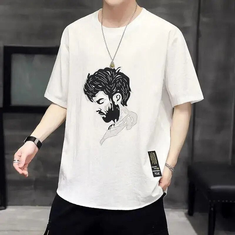 Joost | Casual T-shirts met ronde nek in de kleur Wit/Zwart voor heren in stijl ideaal voor de lente.