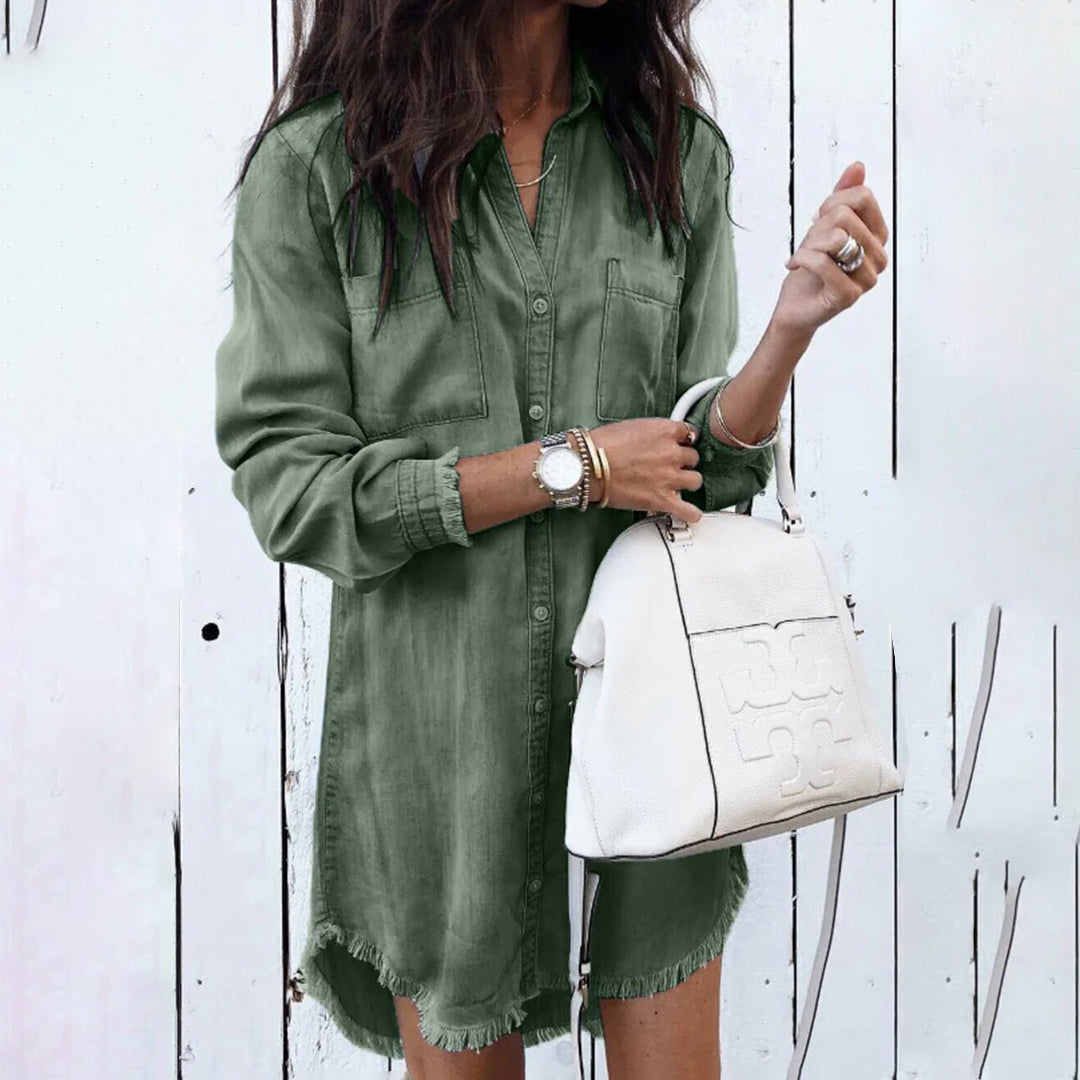 Josefine | Zomerjurk voor moderne vrouw in de kleur Groen voor dames in stijl ideaal voor de herfst.
