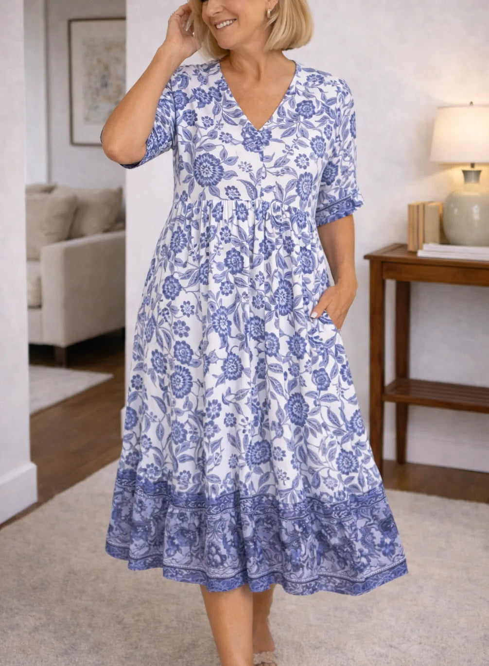 Midi jurk met bloemen