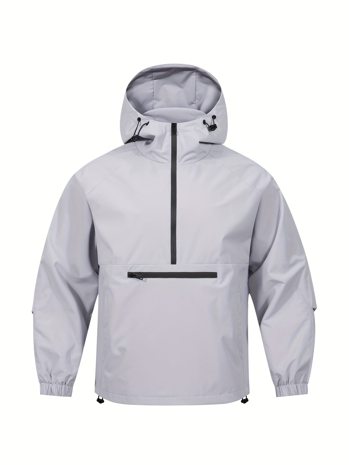 Een must-have voor mannen op zoek naar een casual jas met bescherming tegen wisselvallig weer. Deze windbreaker biedt comfort en stijl met een halve ritssluiting en capuchon, perfect voor dagelijks gebruik en outdoor activiteiten. Gemaakt van 100% polyester voor duurzaamheid en comfort.