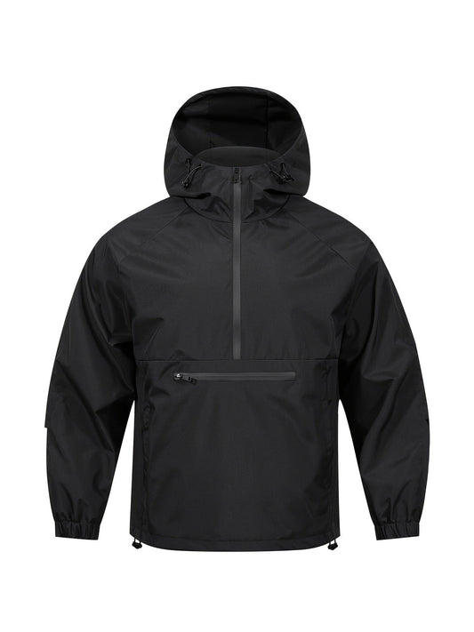 Een must-have voor mannen op zoek naar een casual jas met bescherming tegen wisselvallig weer. Deze windbreaker biedt comfort en stijl met een halve ritssluiting en capuchon, perfect voor dagelijks gebruik en outdoor activiteiten. Gemaakt van 100% polyester voor duurzaamheid en comfort.