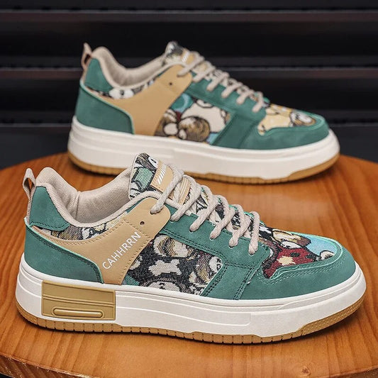 Lars | Platform canvas sneakers in de kleur Groen voor heren in stijl ideaal voor de herfst.