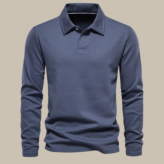 Stijlvolle lange mouw polo voor heren, ontworpen met aandacht voor detail voor een tijdloze uitstraling, ultiem comfort en veelzijdigheid. Perfect om je uitstraling te versterken.