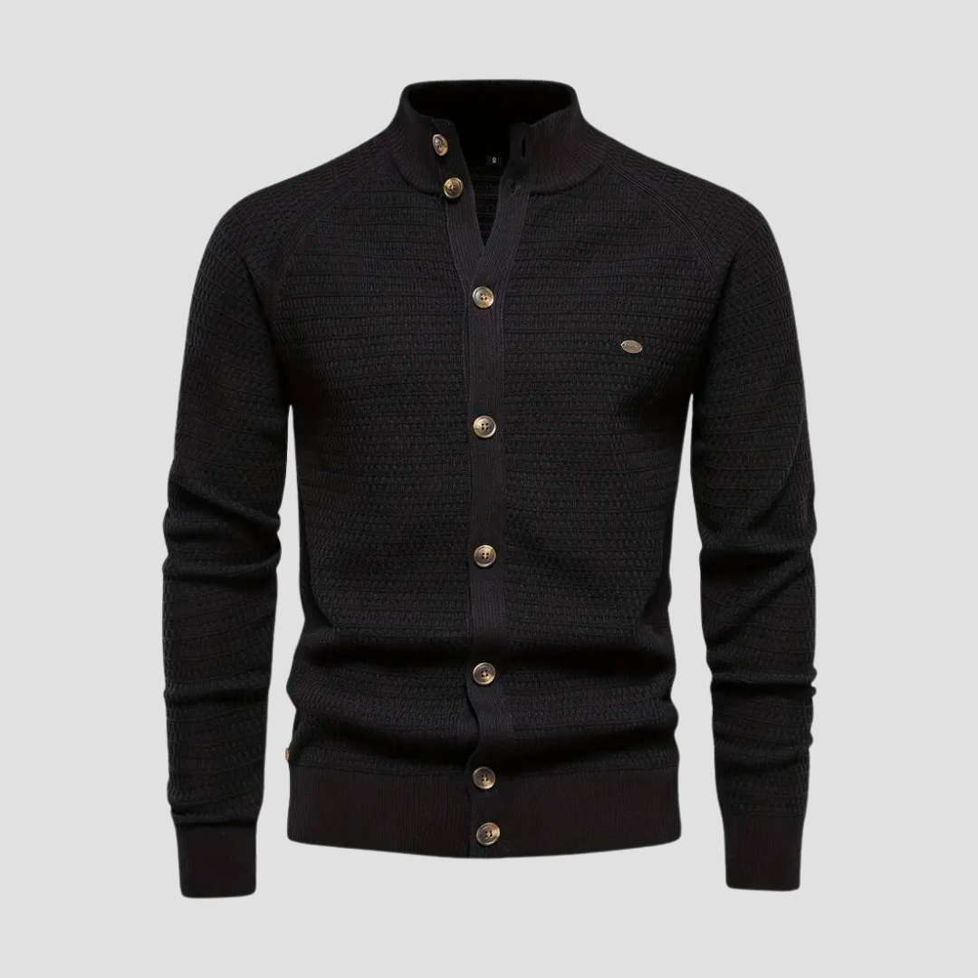 Leno | Klassieke herencardigan in de kleur Zwart voor heren in Heritage stijl geschikt voor alle seizoenen.