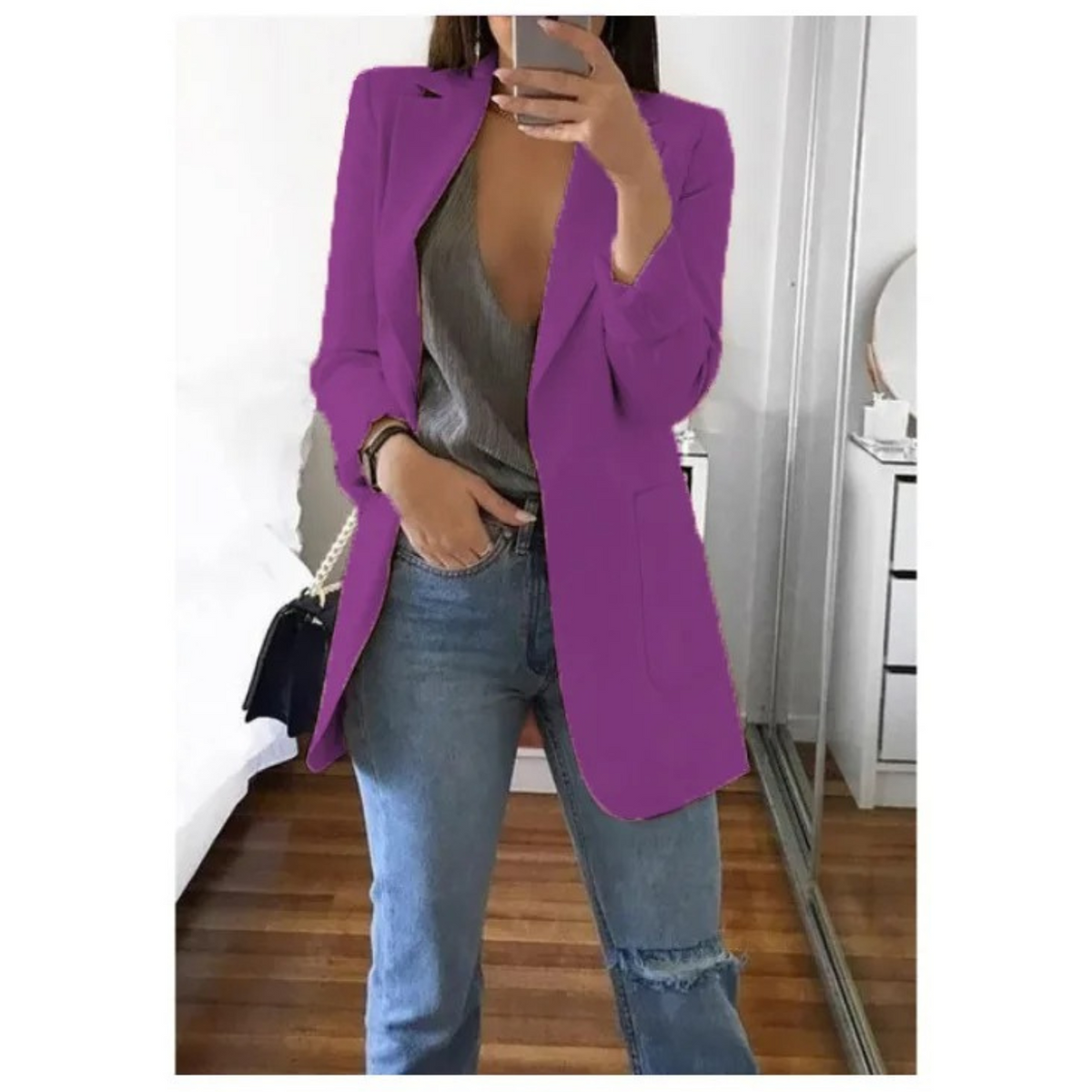 Lisa | Lange blazer voor dames in de kleur Paars voor dames in Formal stijl geschikt voor alle seizoenen.