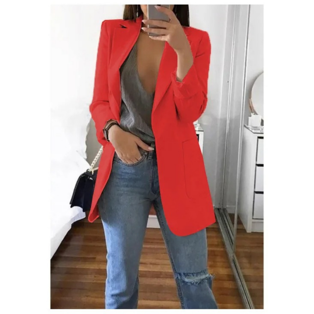 Lisa | Lange blazer voor dames in de kleur Rood voor dames in Formal stijl geschikt voor alle seizoenen.