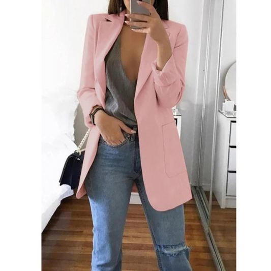 Lisa | Lange blazer voor dames in de kleur Roze voor dames in Formal stijl geschikt voor alle seizoenen.