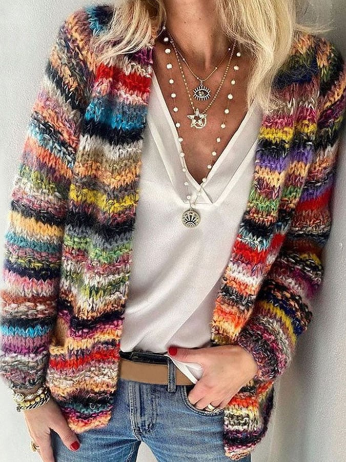 Lola | Gebreid kleurrijk vest voor dames in de kleur Gemengde kleur voor dames in stijl ideaal voor de lente.