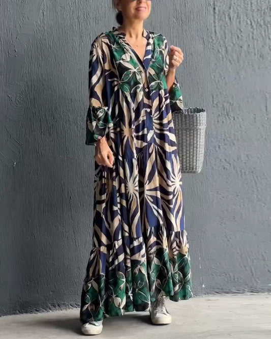 Loose fit bedrukte vakantiejurk in de kleur Blauw voor dames in stijl ideaal voor de lente.