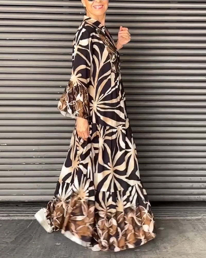 Loose fit bedrukte vakantiejurk in de kleur Groen voor dames in stijl ideaal voor de lente.