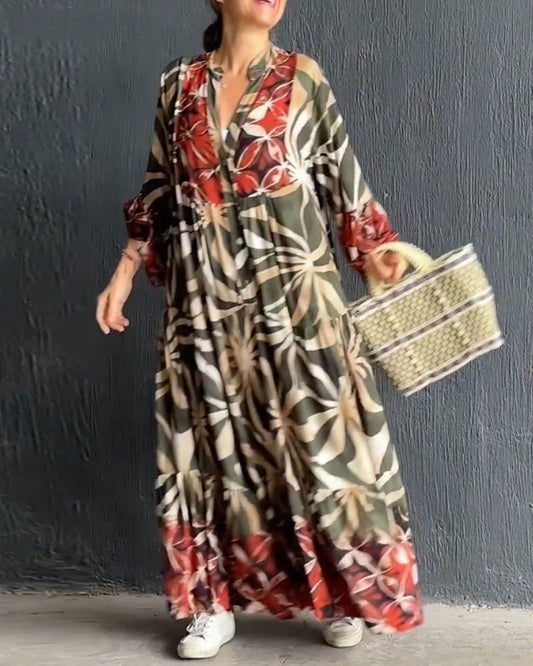 Loose fit bedrukte vakantiejurk in de kleur Groen voor dames in stijl ideaal voor de lente.