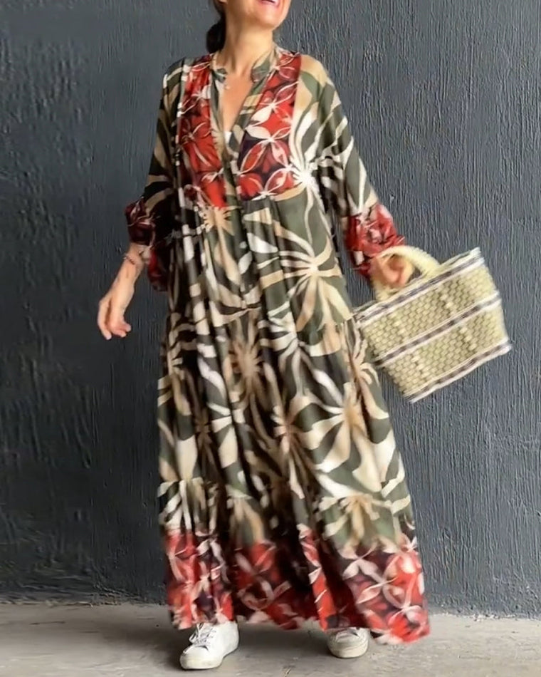 Loose fit bedrukte vakantiejurk in de kleur Groen voor dames in stijl ideaal voor de lente.