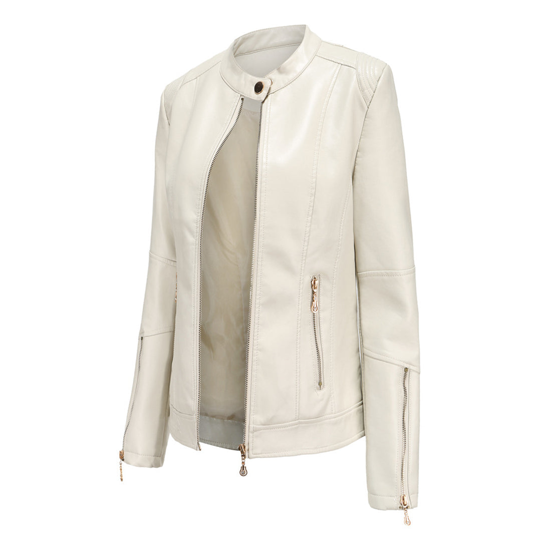 Lotte | Stijlvolle leren jas in de kleur Beige voor dames in stijl ideaal voor de herfst.