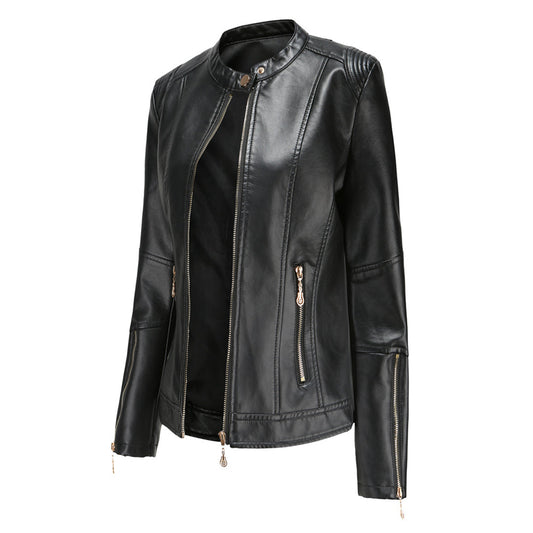 Lotte | Stijlvolle leren jas in de kleur Zwart voor dames in stijl ideaal voor de herfst.