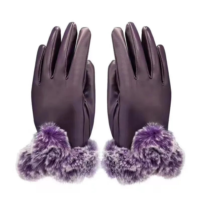 Lotte | Stijlvolle & warme leren handschoenen in de kleur Paars voor dames in Lounge stijl ideaal voor de winter