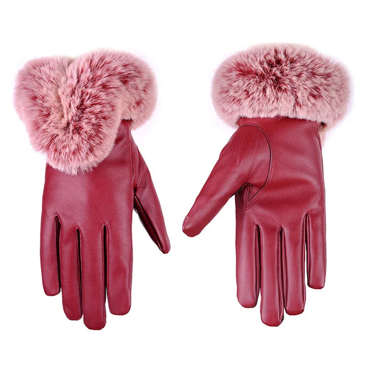 Lotte | Stijlvolle & warme leren handschoenen in de kleur Paars voor dames in Lounge stijl ideaal voor de winter