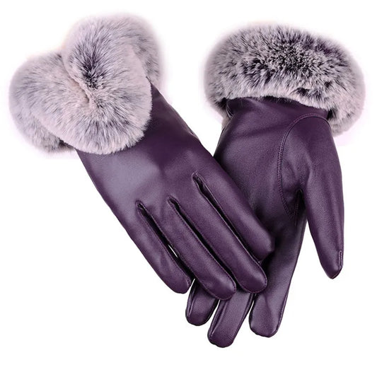 Lotte | Stijlvolle & warme leren handschoenen in de kleur Paars voor dames in Lounge stijl ideaal voor de winter