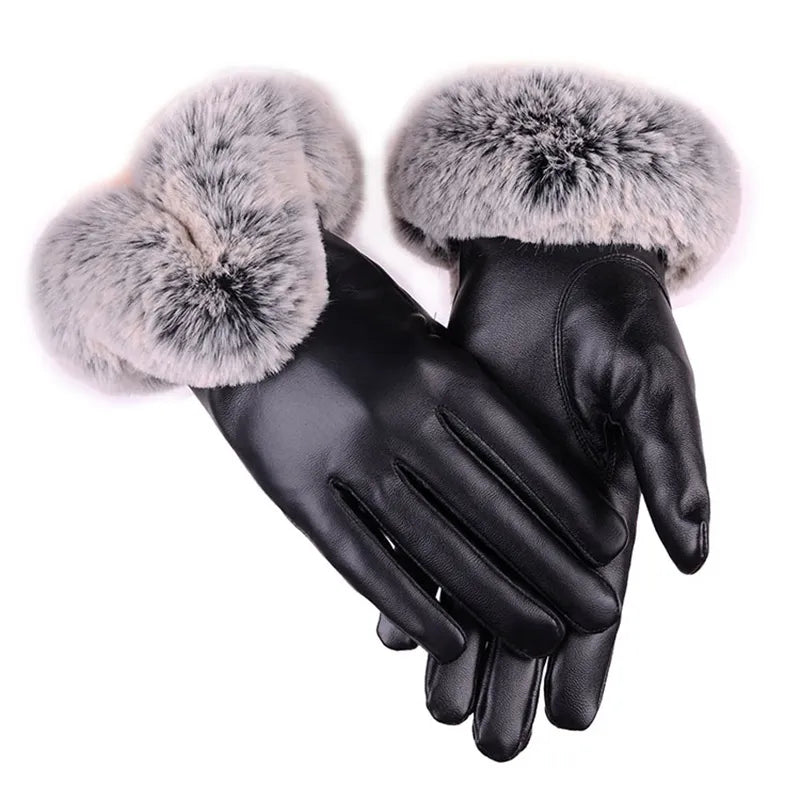 Lotte | Stijlvolle & warme leren handschoenen in de kleur Zwart voor dames in Lounge stijl ideaal voor de winter