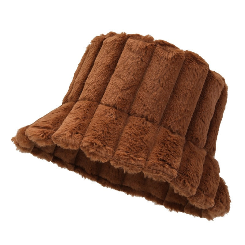 Lotte | Warme & stijlvolle bucket hat in de kleur Bruin voor dames in Lounge stijl ideaal voor de herfst.