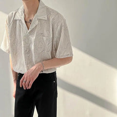 Luca | Korte mouw overhemd in de kleur Grijs voor heren in Smart-casual stijl ideaal voor de herfst.