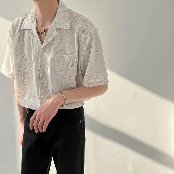 Luca | Korte mouw overhemd in de kleur Grijs voor heren in Smart-casual stijl ideaal voor de herfst.