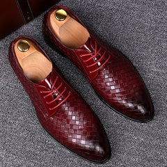 Lucas | Formele leren nette veterschoenen voor mannen in de kleur Wijnrood voor heren in stijl geschikt voor alle seizoenen.