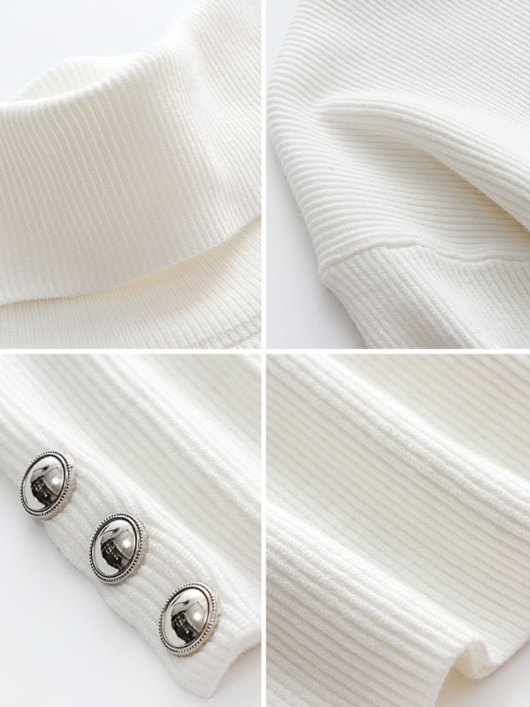 Lulu | Elegante trendy trui met hoge kraag in de kleur Wit voor dames in Casual stijl ideaal voor de herfst.