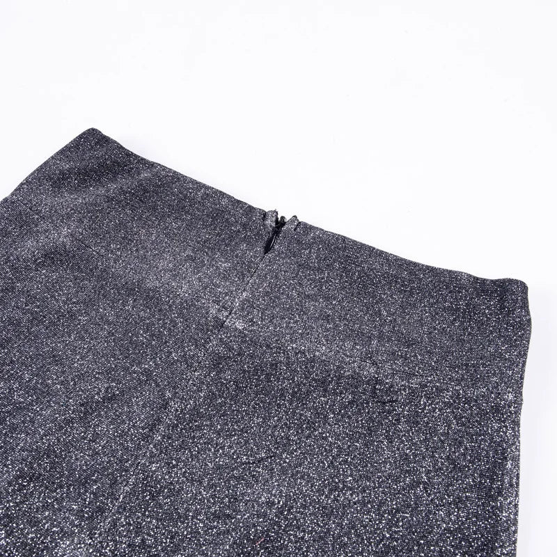Luna | Stijlvolle dames hoge taille broek met glitters in de kleur Grijs voor dames in Party stijl ideaal voor de herfst.