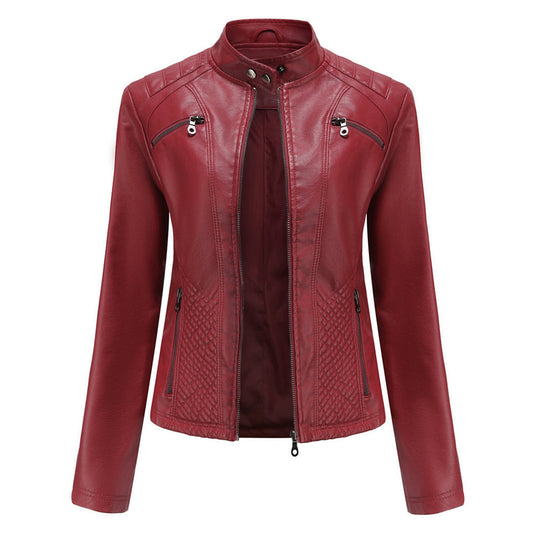Luna | Verfijnd leren jack voor dames in de kleur Rood voor dames in stijl ideaal voor de herfst.