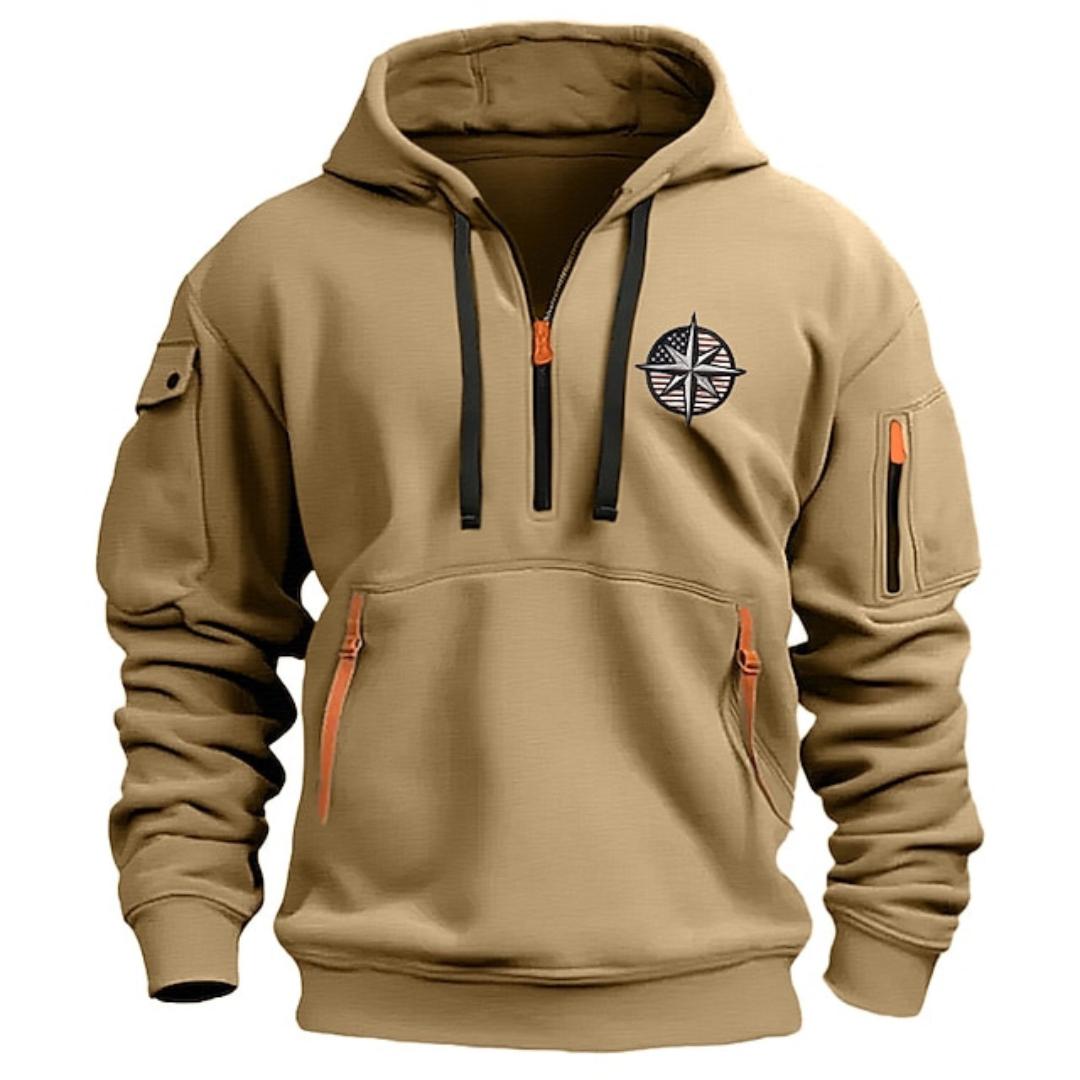 Luuk | Kapuzenpullover met capuchon voor heren in de kleur Khaki voor heren in stijl geschikt voor alle seizoenen.