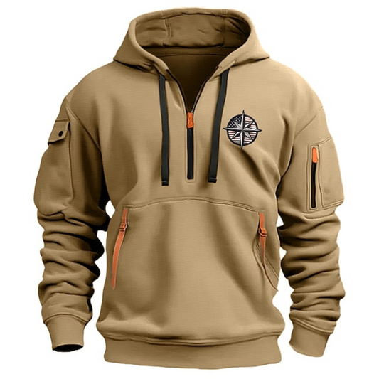 Luuk | Kapuzenpullover met capuchon voor heren in de kleur Khaki voor heren in stijl geschikt voor alle seizoenen.