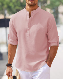 Marcus V | Effen heren casual overhemd in de kleur Roze voor heren in stijl ideaal voor de herfst.