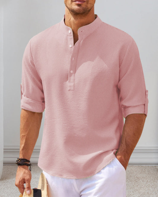 Marcus V | Effen heren casual overhemd in de kleur Roze voor heren in stijl ideaal voor de herfst.