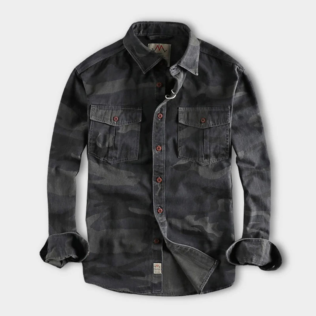 Marick | Herenhemd met camouflageprint in de kleur Grijs voor in stijl ideaal voor de herfst.