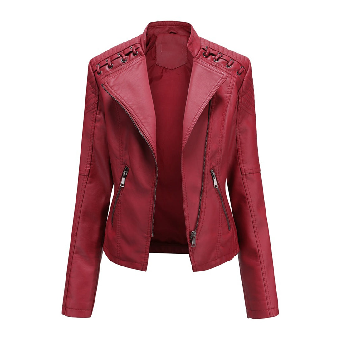 Marie | Stijlvolle leren jas in de kleur Rood voor dames in stijl ideaal voor de herfst.